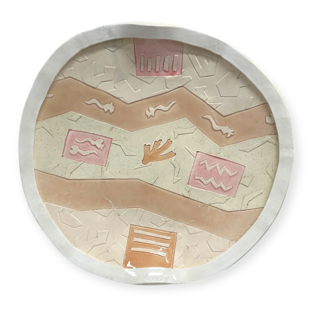 Barbara Demery Signed 1986 Postmodern Southwestern Pottery Bowl + Wall Platter - Picture 11 of 12